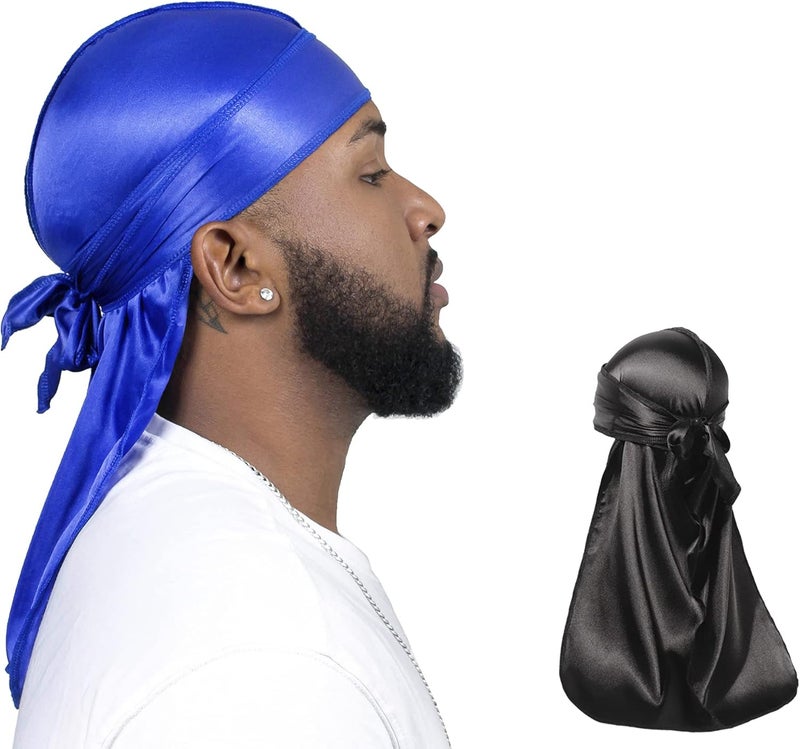 ForceWave 2 Pieces Silky Durag Pack for Men Women Waves, Premium Satin Deluxe Du-rag - Image 1